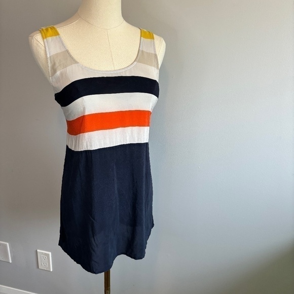 Club Monaco, Women's Silk, Striped, Colour Block, Sleeveless Top, XS - Picture 1 of 8